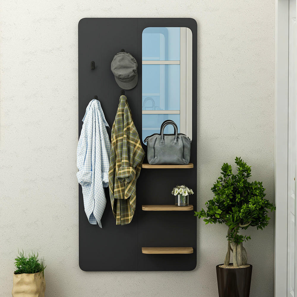 GARDEROBE Buket Anthrazit mit Spiegel 9253 - Anthrazit, Holzwerkstoff (70/150/15cm) - moebel17