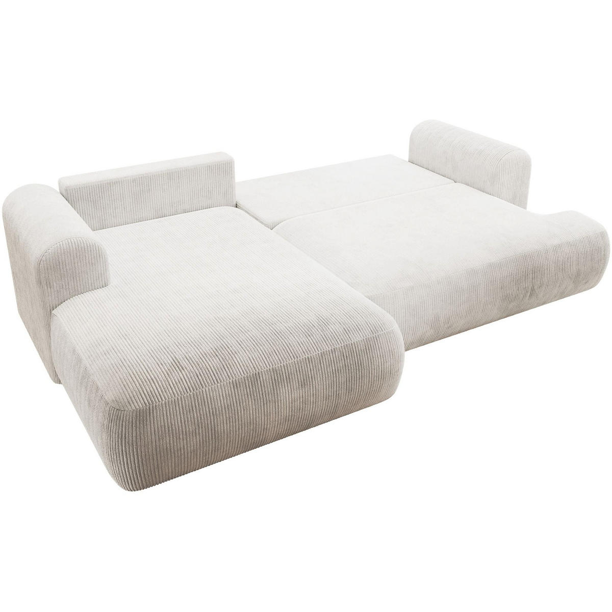 ECKSOFA Ovo Cord mit Cordbezug Weiß, links - Schwarz/Weiß, Textil (260/165cm) - Selsey