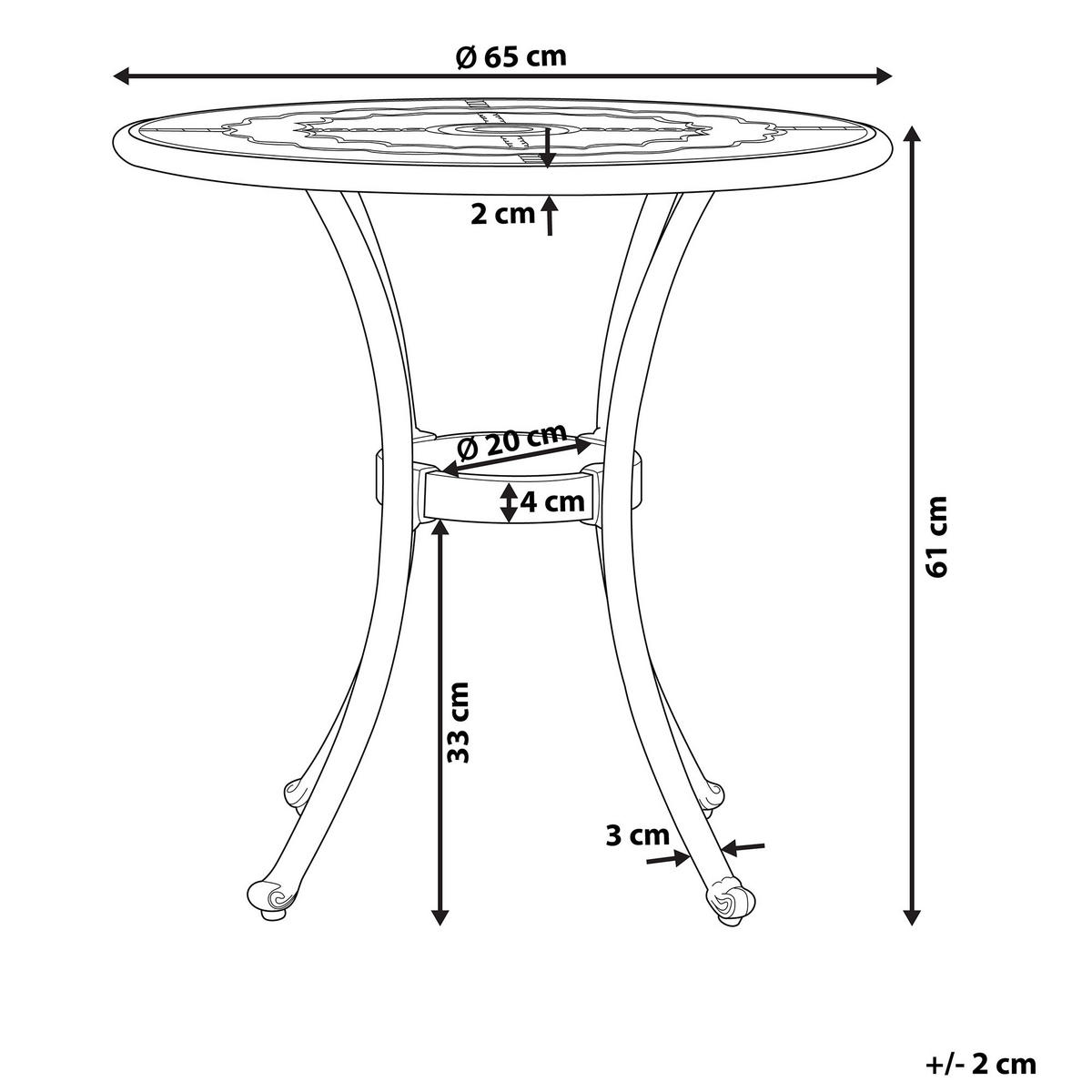 GARTENTISCH Aluminium braun 65 cm Bovino - Braun, Metall (65/65/61cm) - Beliani