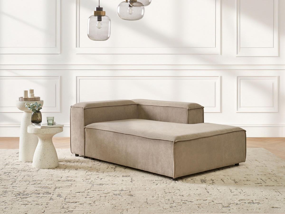 ČALOUNĚNÉ LEHÁTKO CHAISE LONGUE LEVOSTRANNÉ Manšestr Světle hnědé Ardal - černá/hnědá, textil (119/68/180cm) - Beliani