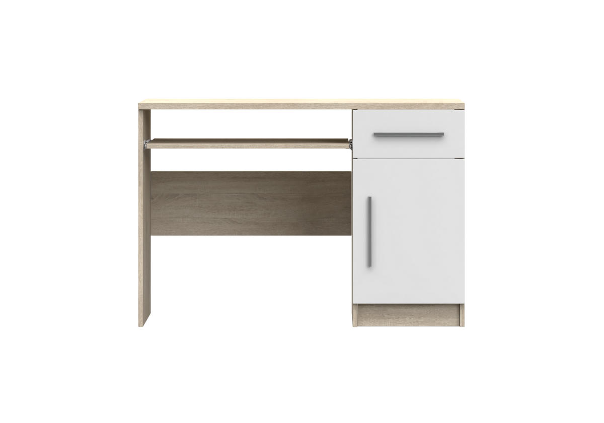 SCHREIBTISCH Marsala - WEIß + SONOMA - Sonoma Eiche, Holzwerkstoff (50/110/76cm) - Möblo