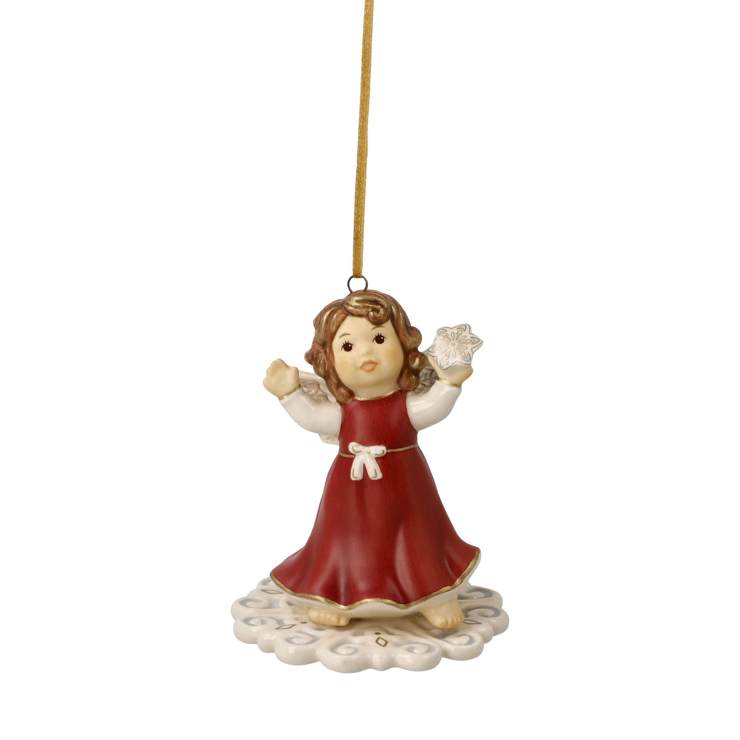 ENGELFIGUR Winterspaß, Steingut, Bordeaux, 7.5 cm - Rot, Keramik (6/7.5/6cm) - Goebel