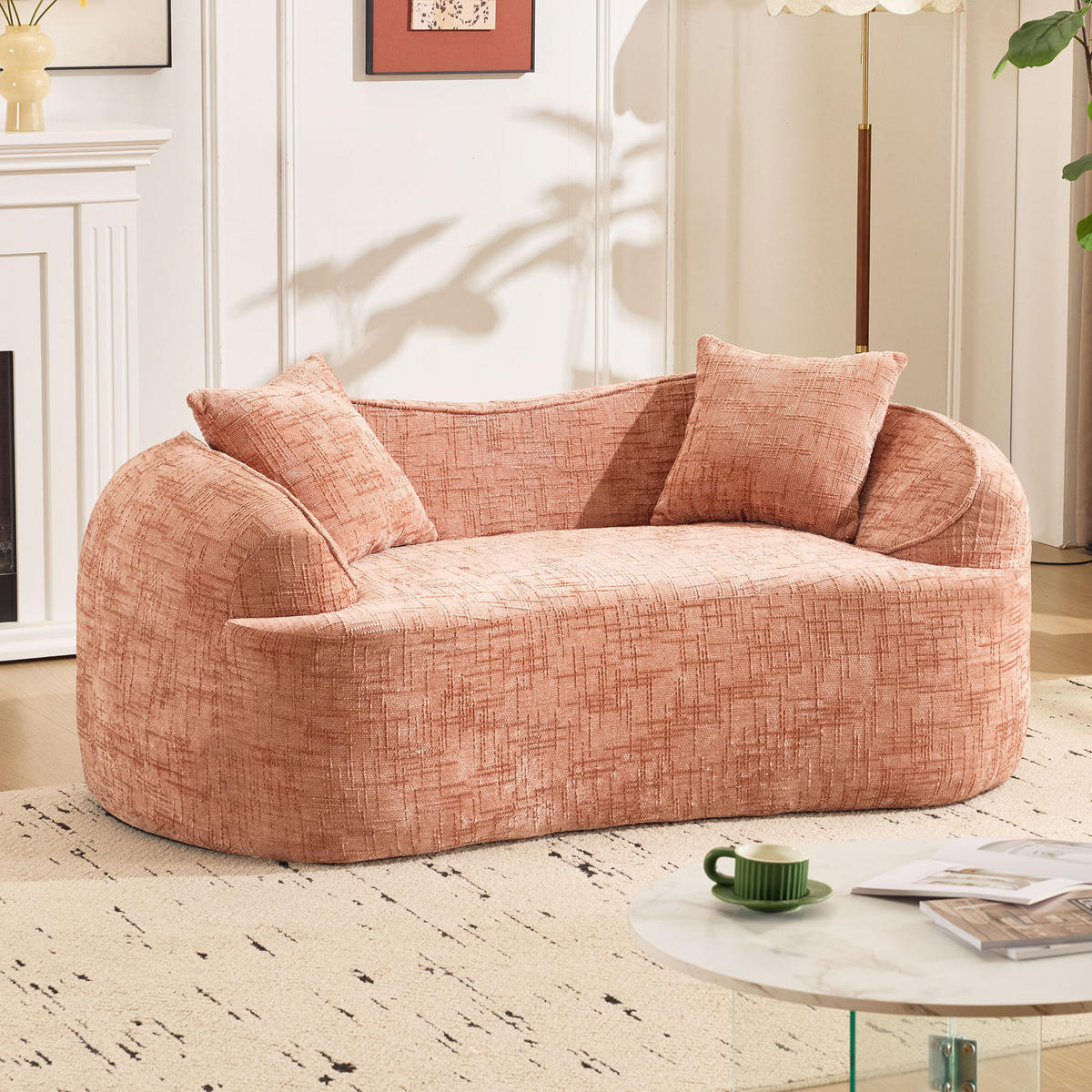 2-SITZER-SOFA mit Federkern und Schaumstoffpolsterung, geschwungene Form, Pink - Rosa, Kunststoff (87/70/170cm) - Modfu