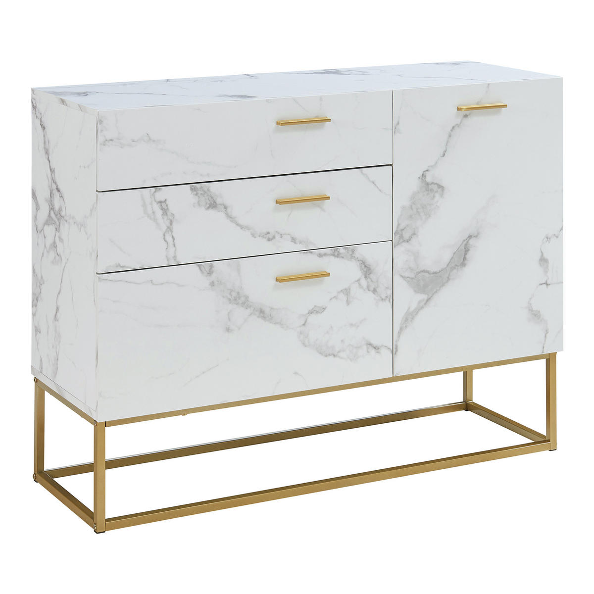SIDEBOARD Lavangen - Goldfarben/Weiß, Holzwerkstoff/Metall (100/75/35cm) - [en.casa]