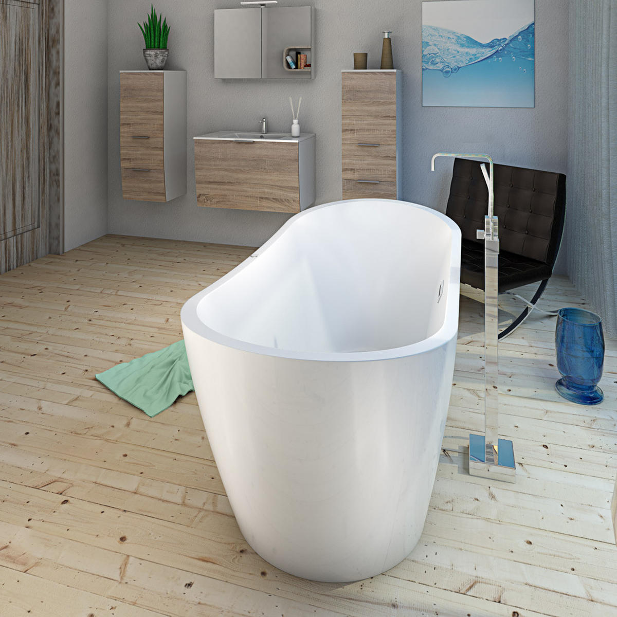 WHIRLPOOL freistehend F13 Armatur AF05 - Weiß, Glas/Kunststoff (80/72/180cm) - AcquaVapore by Sandra Jentho