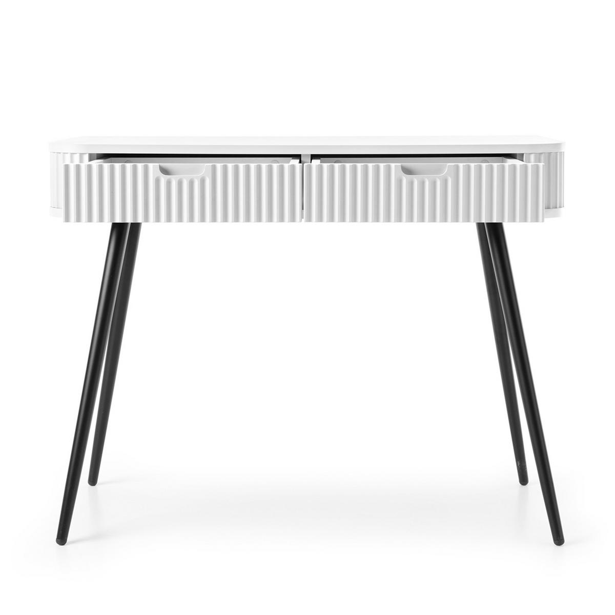 KONSOLENTISCH Zova Weiß, Schwarze Beine, Schminktisch mit Schubladen - Schwarz/Weiß, Holzwerkstoff/Metall (49/103/80cm) - Bettso