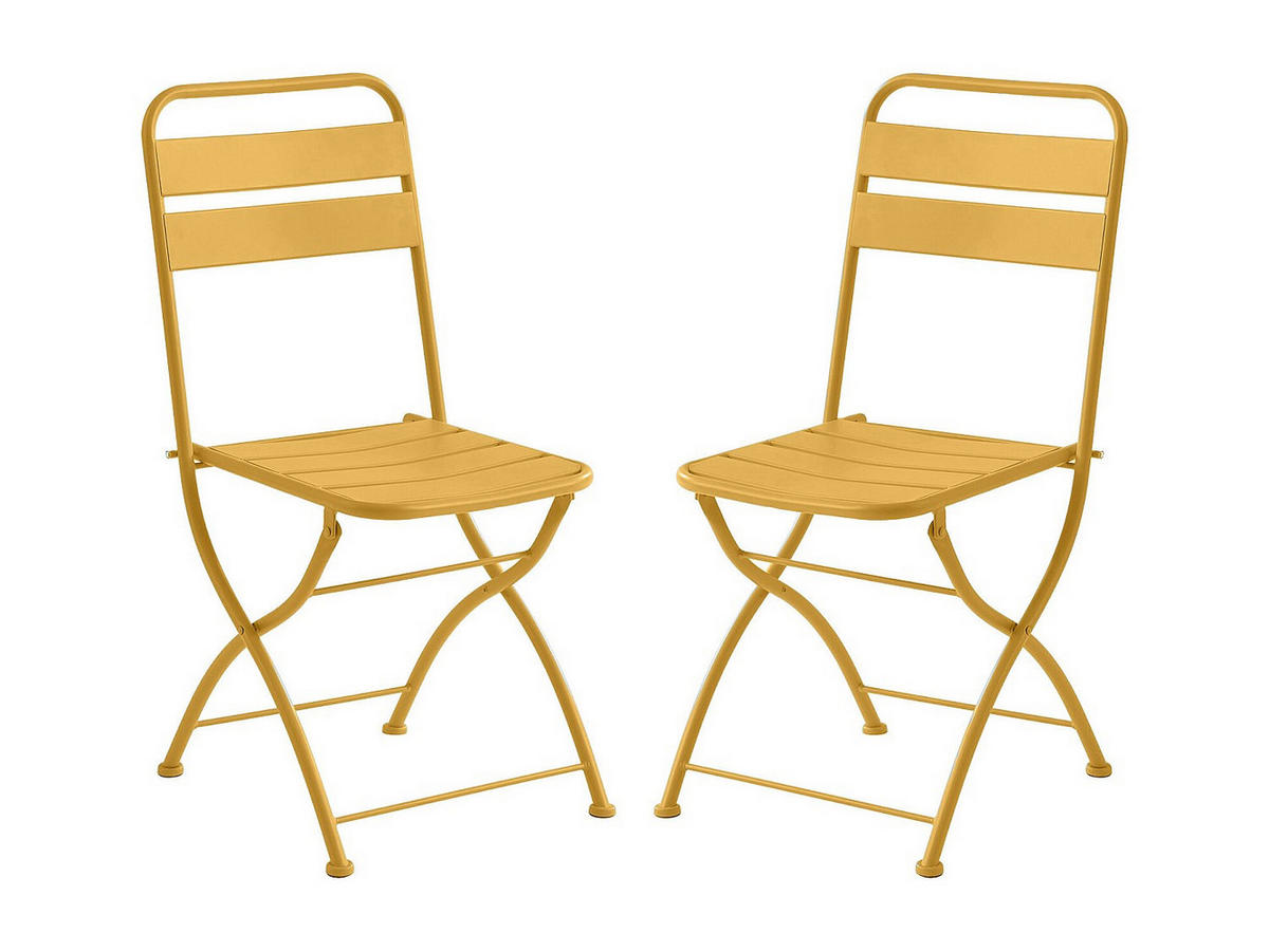 2ER Set Gartenstühle klappbar - Metall - Senfgelb - MIRMANDE von MYLIA - Gelb, Metall (43/87/52.5cm) - Vente-Unique