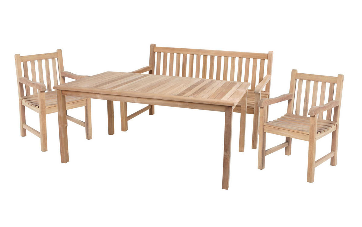 GARTEN-SITZGRUPPE Maja 4-teilig Gartenmöbel-Set - Teakfarben, Holz - DELUKE