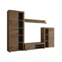WOHNWAND Rumba mit LED Beleuchtung - Eichefarben, Holzwerkstoff (270/190/43cm) - MIRJAN24
