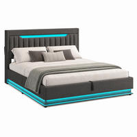 POLSTERBETT mit Stauraum und LED 180x200 cm Leinen Grau - Grau, Metall (180/200cm) - Meubliv