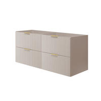 WASCHBECKUNTERSCHRANK, Kaschmir, 120 (2 x 60) x 57 x 46 cm, Griff Gold, ohne Arbeitsplatte - Beige/Goldfarben, Holzwerkstoff (120/57/46cm) - 3XE LIVING