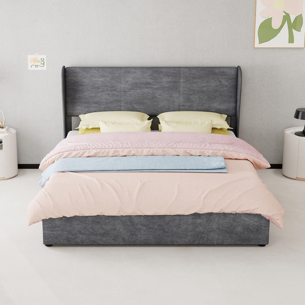 STAURAUMBETT 160/200 cm DE-35479 mit Gaslift-Staufach Grau - Grau, Metall (160/200cm) - ComfortXL