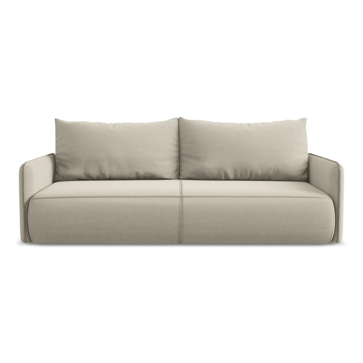 3-SITZER SOFA mit Schlaffunktion Samt Stoff Creme - Perlmutt/Creme, Kunststoff/Textil (216/86/105cm) - LaMiaSofa
