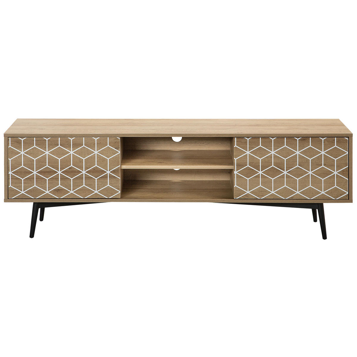 TV-MÖBEL Hellbraun, Weiß TORVI 40/160/50 cm - Hellbraun, Holzwerkstoff (160/50/40cm) - Beliani
