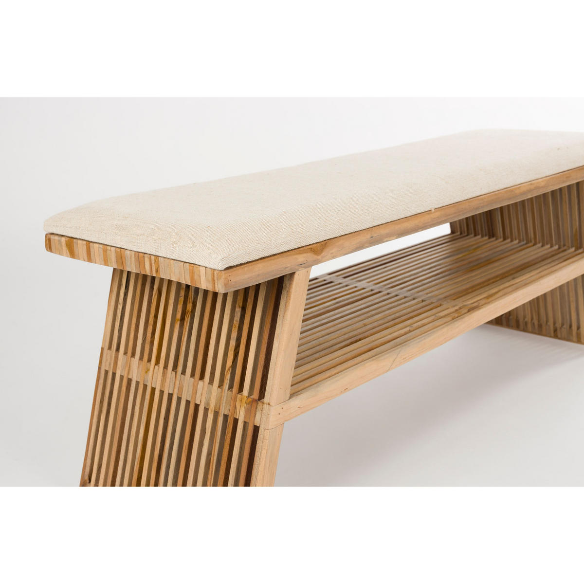 SITZBANK Djia 134x34x40 cm - Creme/Braun, Holz (110/40/34cm) - Housecraft Living