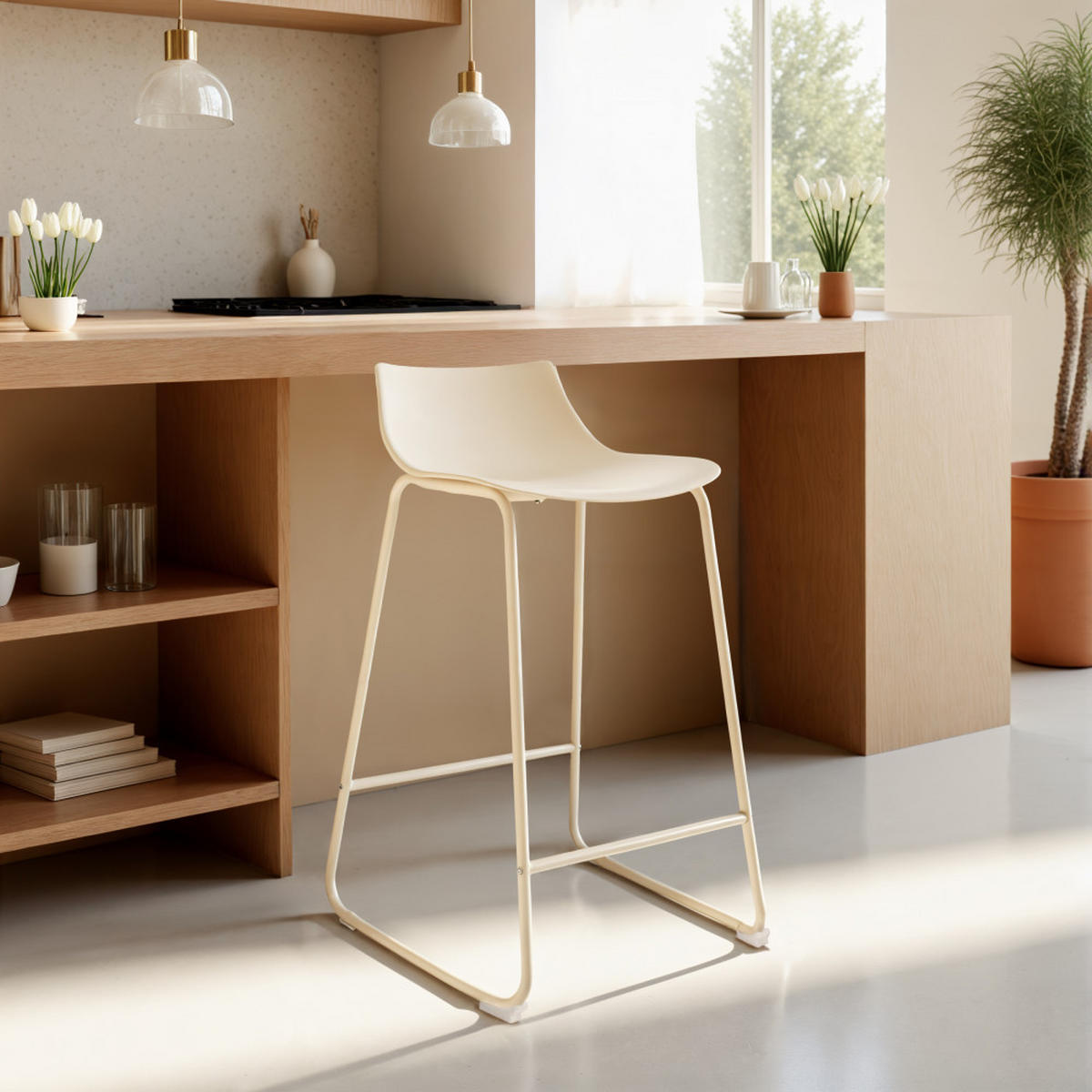 BARHOCKER - Metall - Beige - 4er-Set - Beige, Metall (47/82/48cm) - Drawer