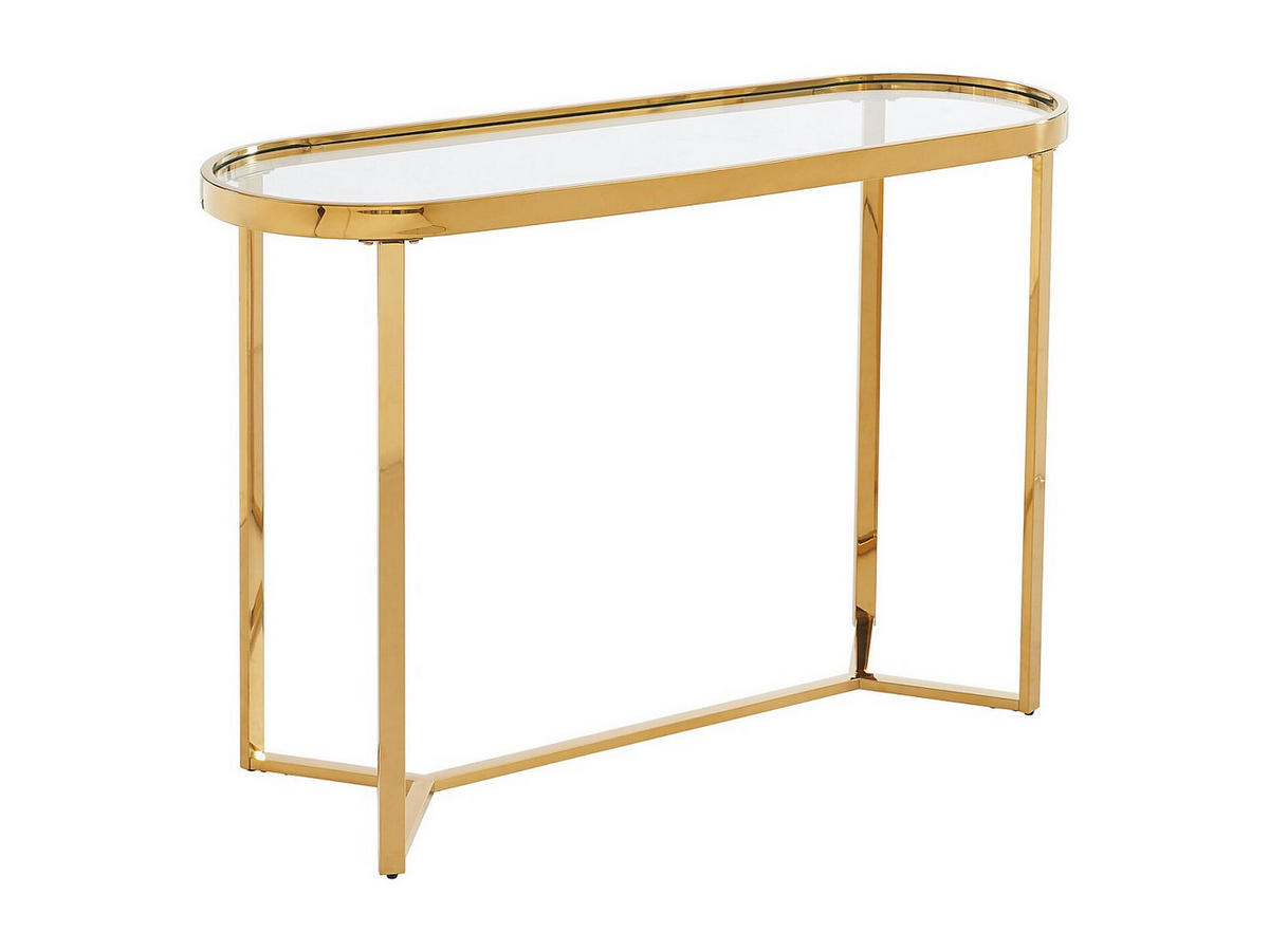 KONSOLENTISCH - 120 cm x 40 cm - glas - transparent, goldfarben Joliny - Transparent/Goldfarben, Glas (40/120/78cm) - Vente-Unique