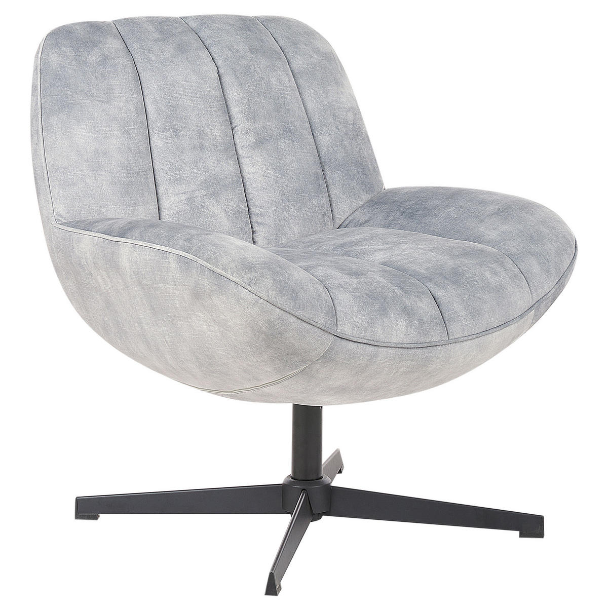 STUHL mit Fußhocker Hellgrau Lia - Schwarz/Grau, Textil (71/79/80cm) - Beliani