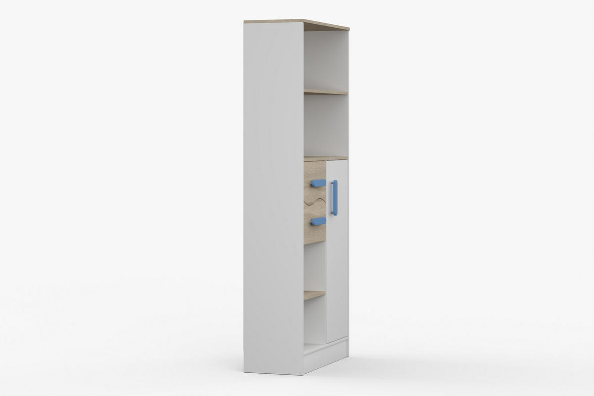 REGAL MIKI 05 Korpus Weiß | Griffe Blau - Blau/Weiß, Holz/Holzwerkstoff (80/187/33cm) - Deine Möbel 24