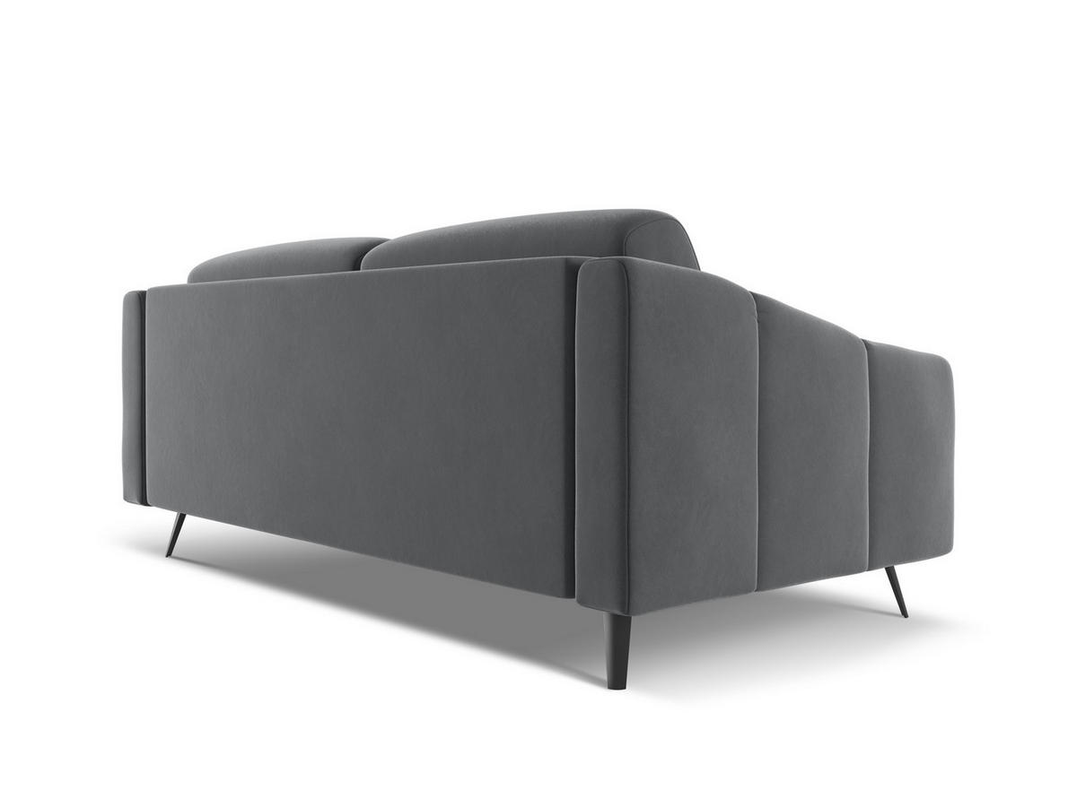 3-SITZER SOFA Samt Stoff Grau - Dunkelgrau/Schwarz, Textil/Metall (202/80/95cm) - Makamii