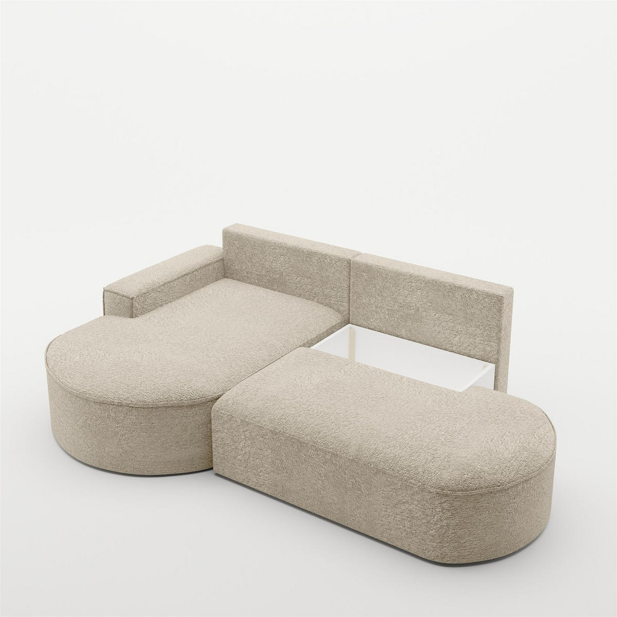 ECKSOFA Venedig Mit Schlaffunktion - Beige, Holzwerkstoff/Textil (278/179cm) - Fun Möbel