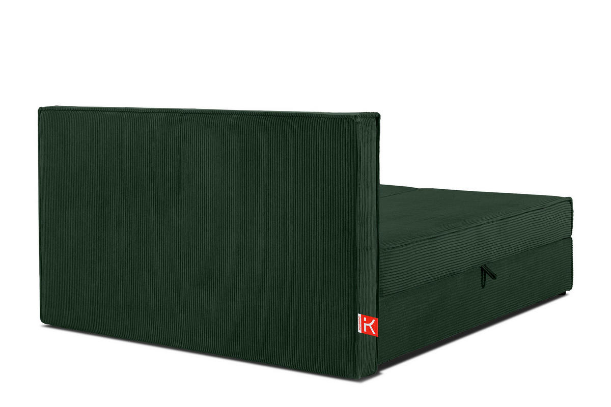 BOXSPRINGBETT ROTI mit Stauraum, dunkelgrün - Dunkelgrün/Schwarz, Holz/Holzwerkstoff (140/200cm) - KONSIMO®