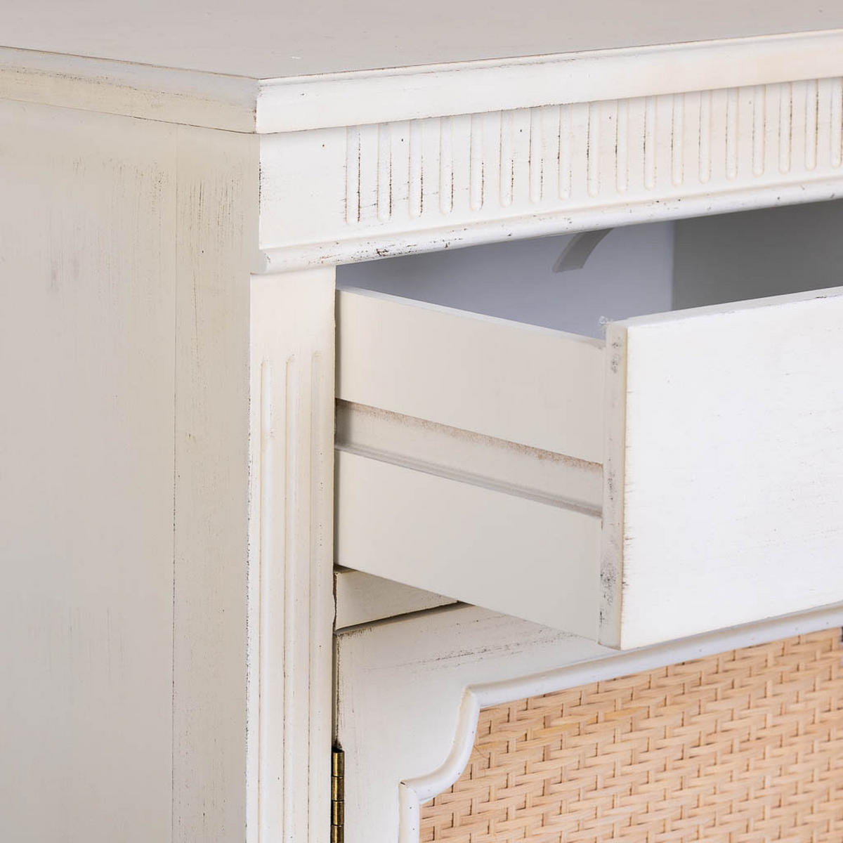 NACHTTISCH aus Holz und Gitter, weiß, 46x36x68cm - Weiß, Holz (46/68/36cm) - Wanderlust