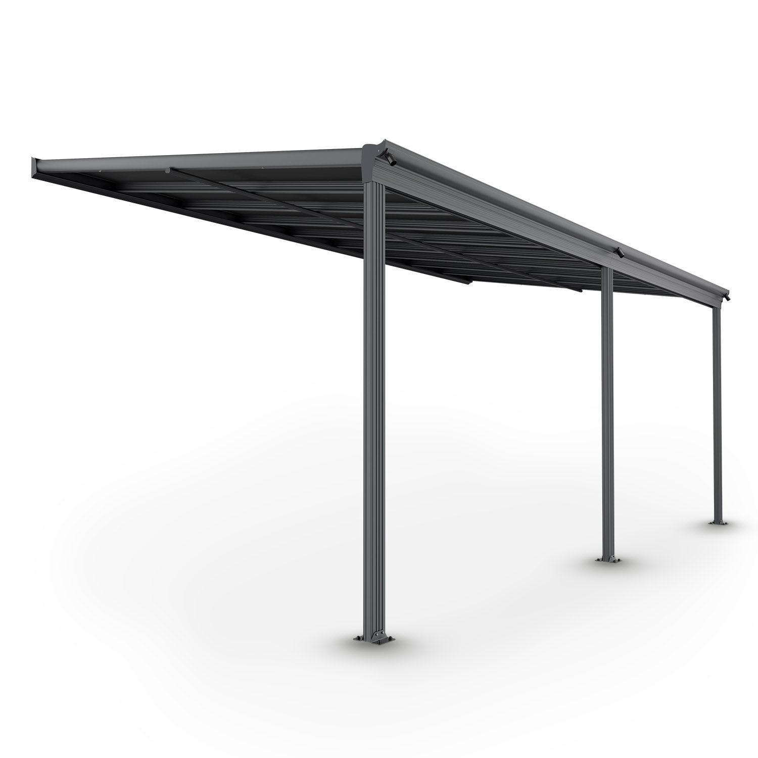 TERRASSENDACH Borneo Aluminium 5,5x3m dunkelgrau - Dunkelgrau, Metall (557/278/303cm) - Juskys