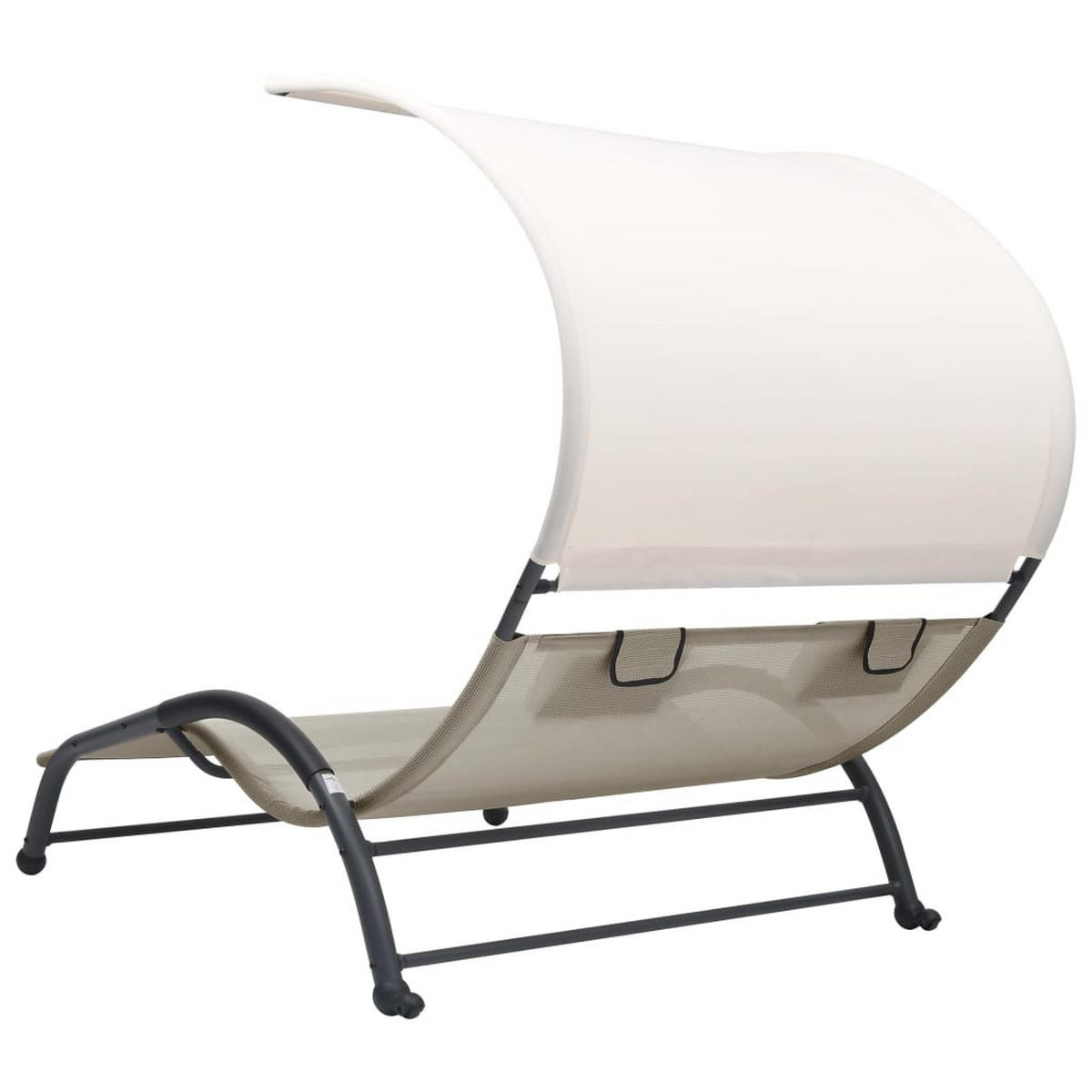 DOPPEL-SONNENLIEGE mit Sonnendach Textilene Creme - Creme, Metall (137/158/190cm) - furnicato