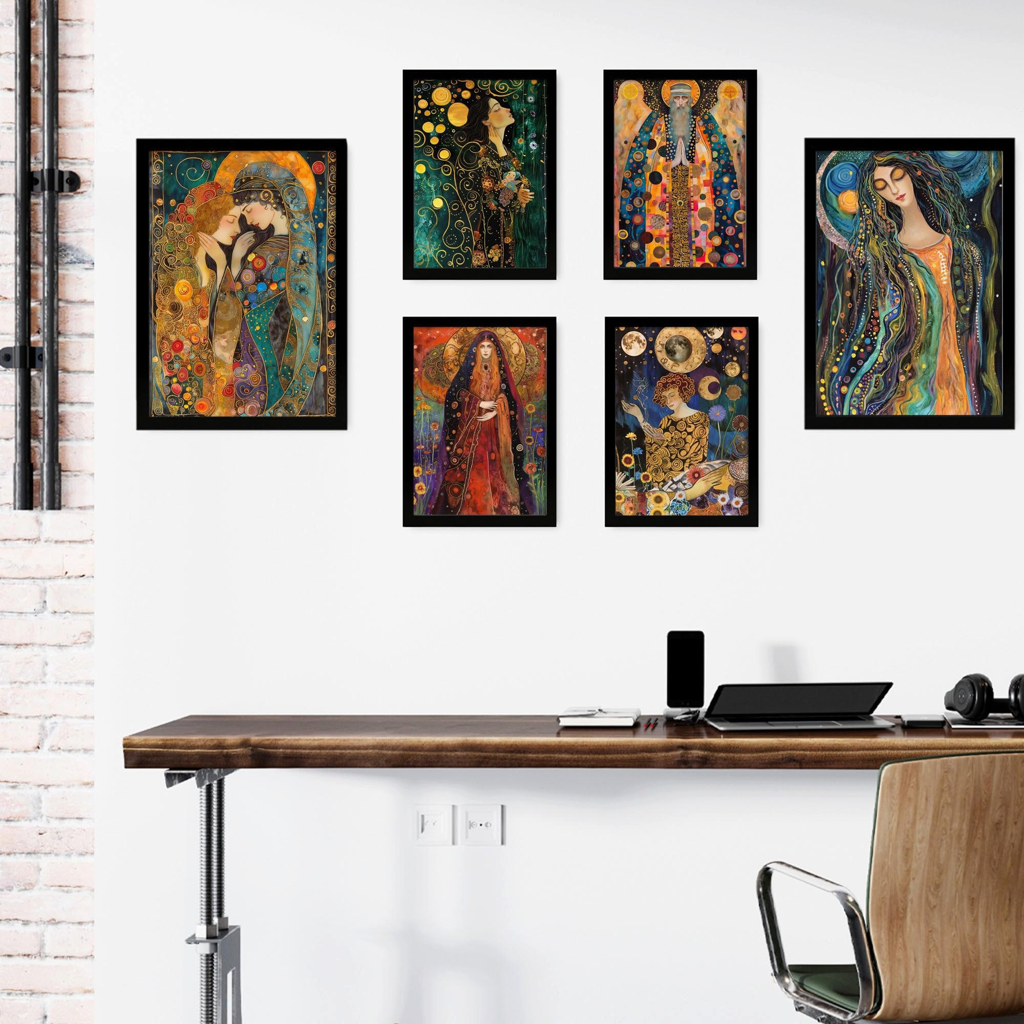 POSTER Set Mit 6 Tarotkarten Arkan A3 & A4 Schwarzer Rahmen - Schwarz, Papier (29/3cm) - Nacnic