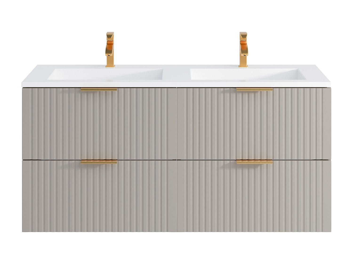 DOPPELWASCHTISCH - 120 cm x 46 cm - Holz, Platte - Beige - ZEVARA - Beige, Holz (120/57/46cm) - Vente-Unique