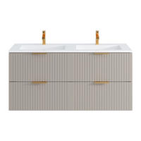 DOPPELWASCHTISCH - 120 cm x 46 cm - Holz, Platte - Beige - ZEVARA - Beige, Holz (120/57/46cm) - Vente-Unique
