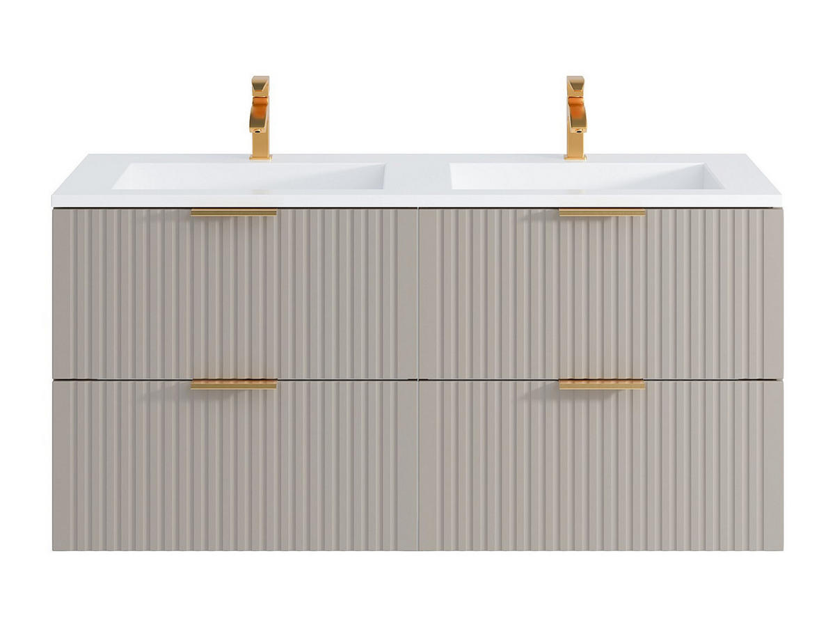 DOPPELWASCHTISCH - 120cm x 46cm - MDF - beige - ZEVARA - Beige, Holz (120/57/46cm) - Vente-Unique