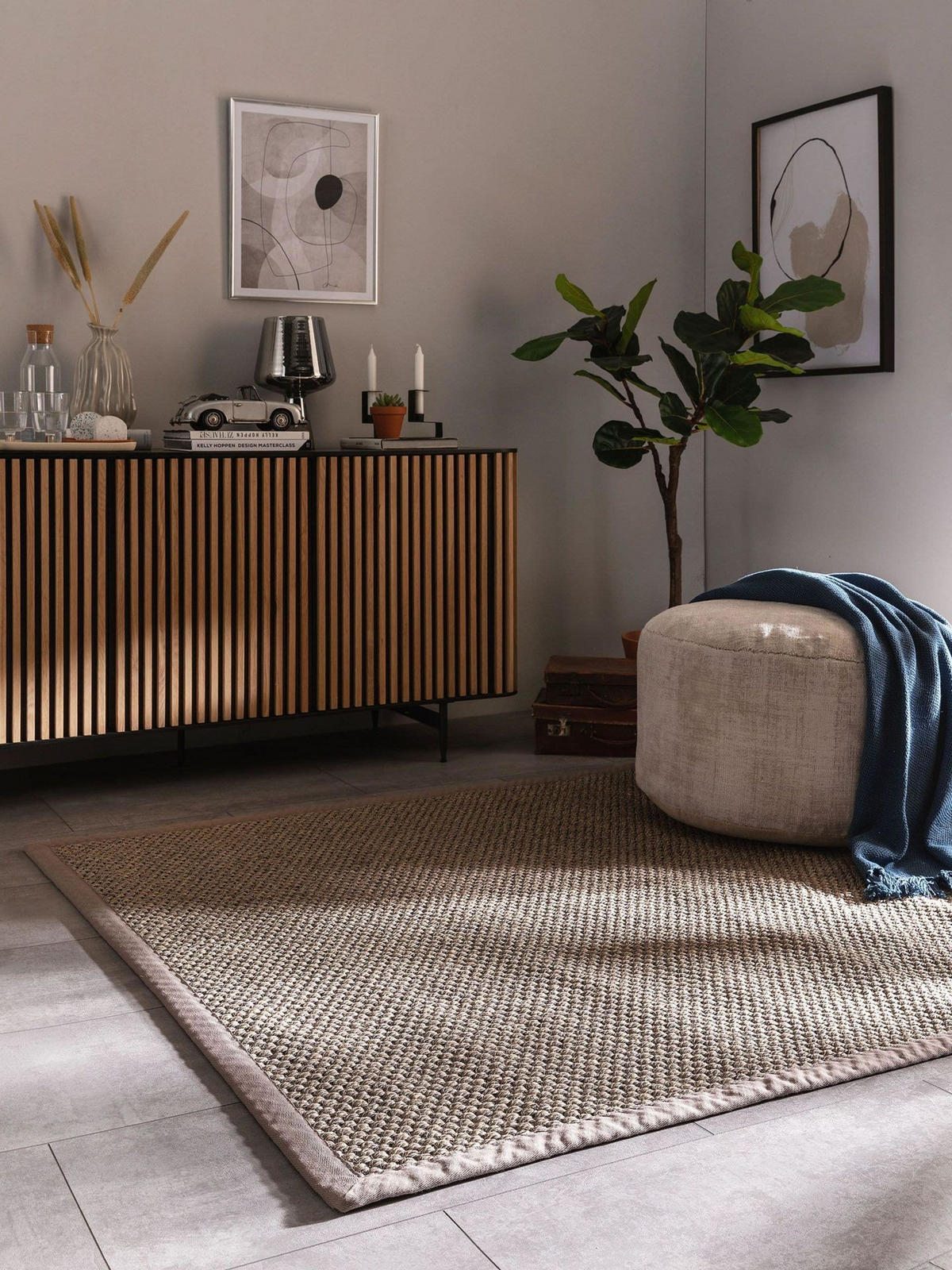 TEPPICH Sisal Greta Grau - Grau, Naturmaterialien (150/1cm) - KUNSTLOFT
