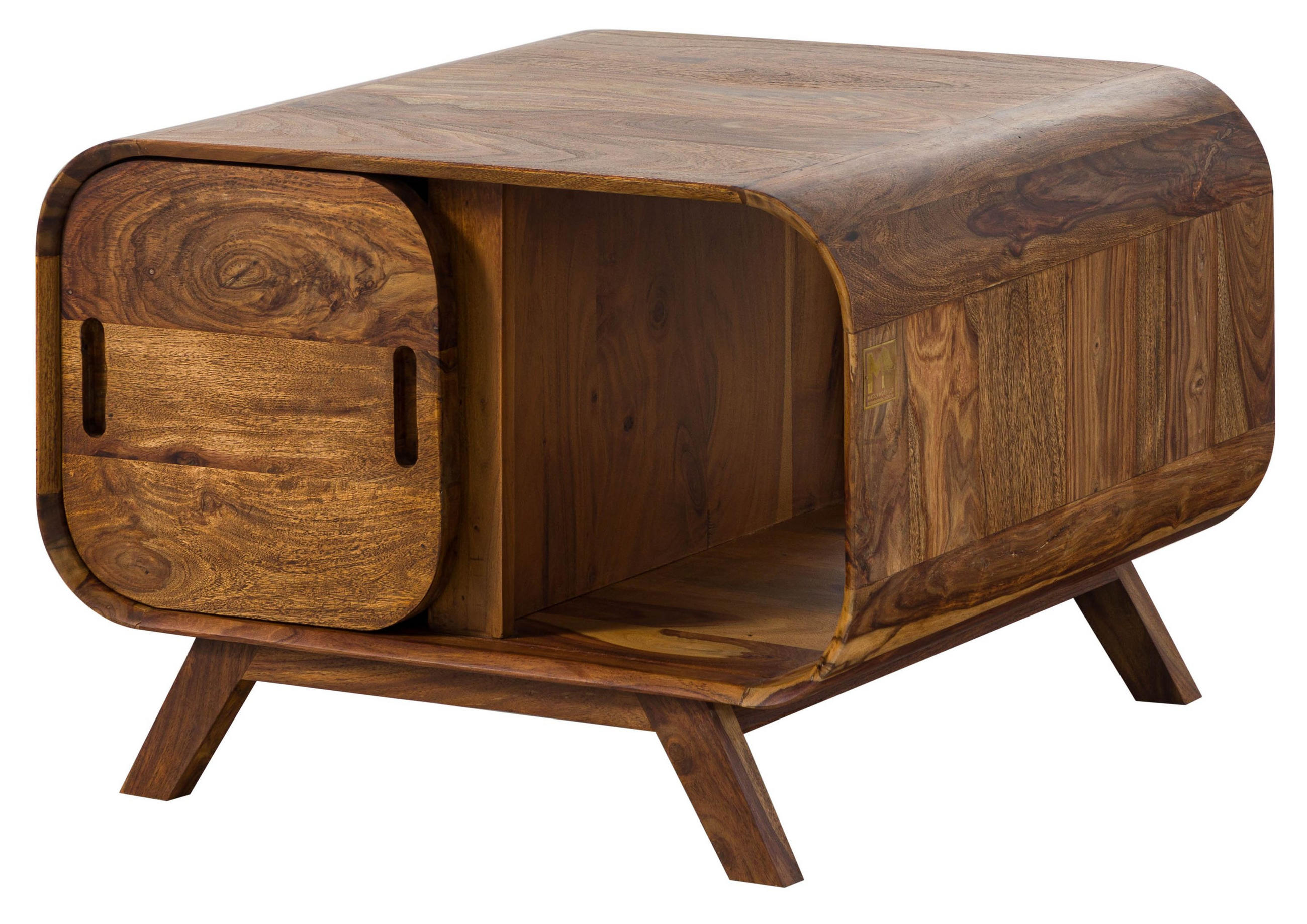 COUCHTISCH Sheesham 70x70x50 hellbraun lackiert MAILAND #133 - Braun, Holz (70/70/50cm) - Massivmoebel24
