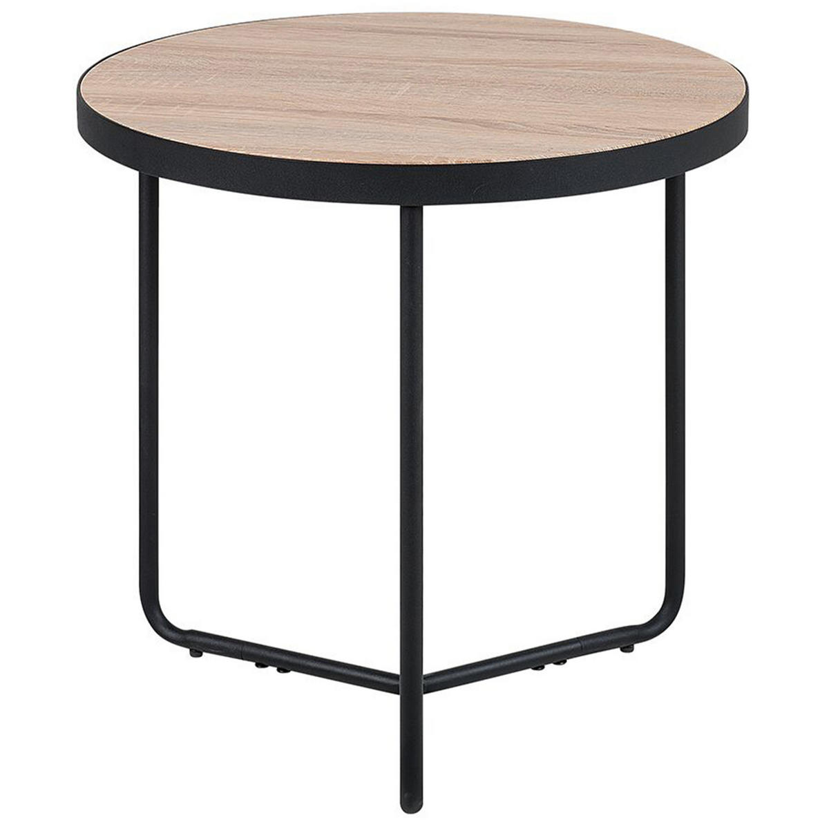 COUCHTISCH 2er-Set Rund Hell Holz, Schwarz Melody - Hellbraun, Holzwerkstoff (80/80cm) - Beliani