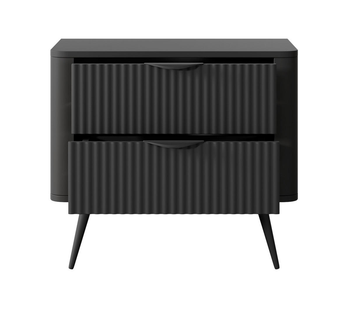 NACHTSCHRANK 63 cm mit Schubladen, 63 cm, Beinen, Schwarz - Schwarz, Holz/Metall (63/55/38cm) - Emporius