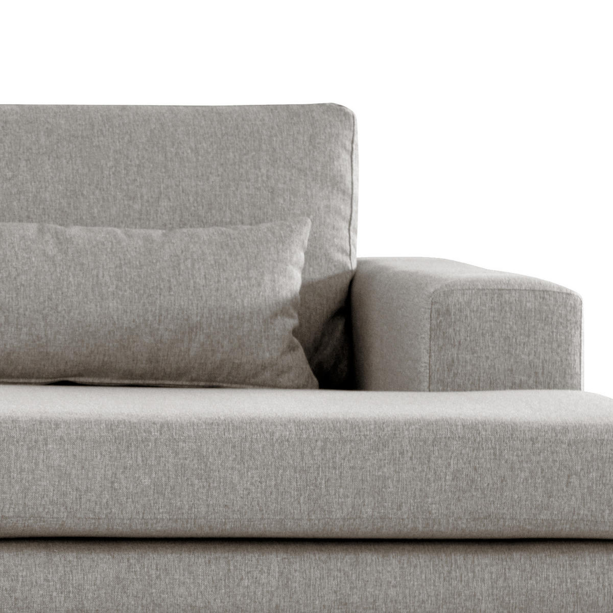 ECKSOFA mit Longchair - Graubraun/Buchefarben, Buchenholz/Textil (281/153cm) - home24