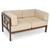 GARTENSOFA Eden Beige, mit Braun Gestell, Zweisitzer Sofa - Beige/Braun, Holzwerkstoff (137/72/77cm) - Bettso