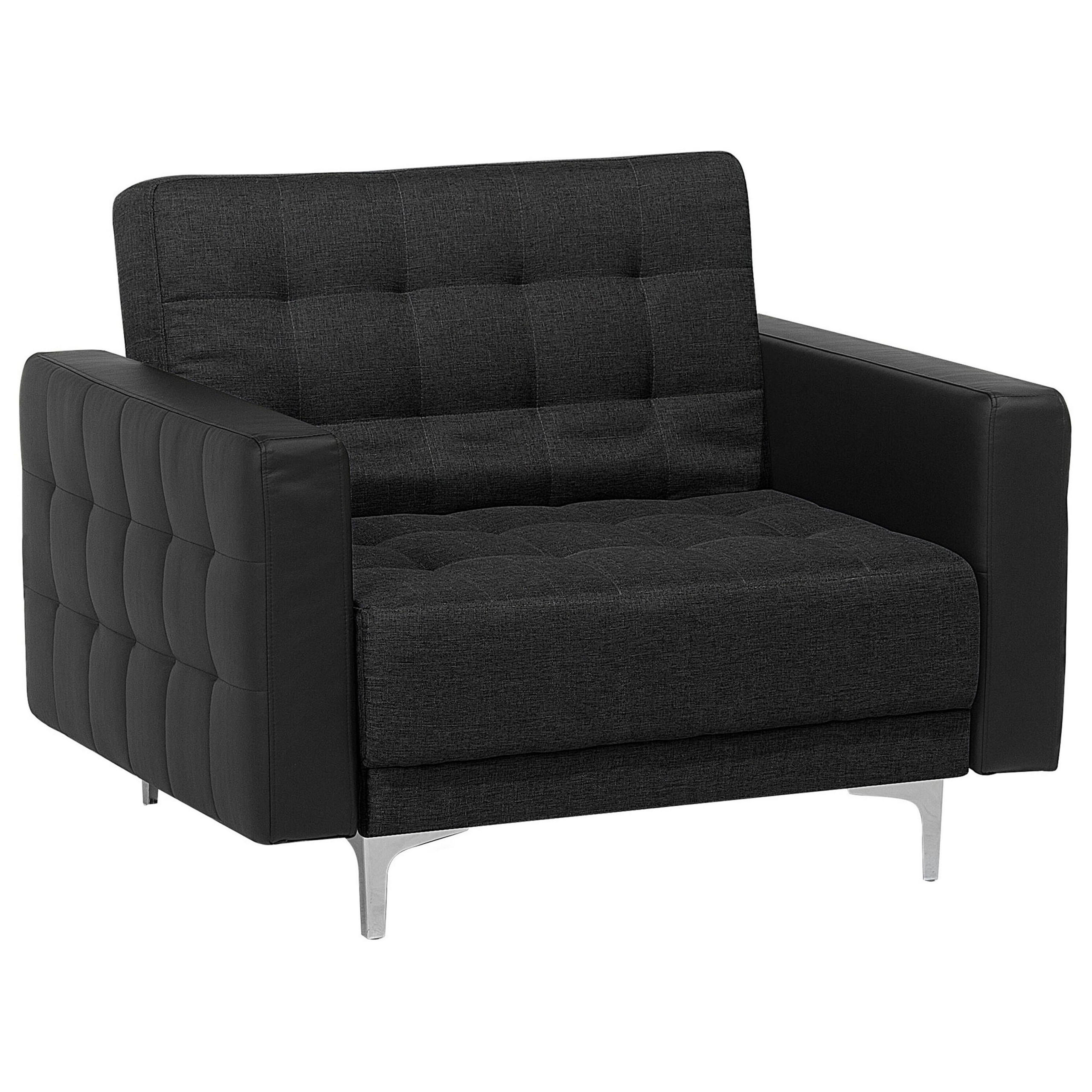 SESSEL Polsterbezug graphitgrau Aberdeen - Silberfarben/Graphitfarben, Textil (106/83/88cm) - Beliani