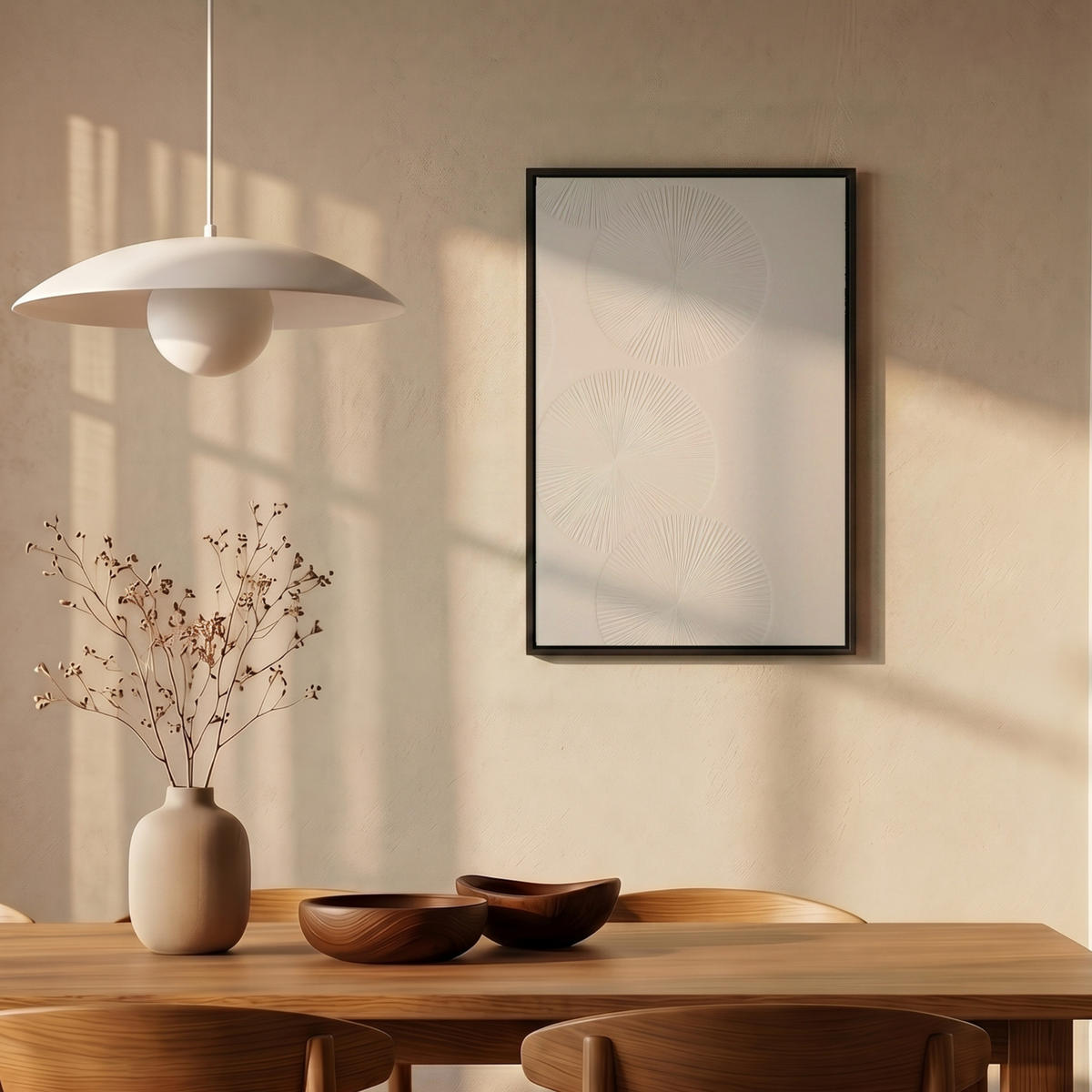 LEINWAND Bilder mit Rahmen - Japandi - Beige - Modern - 40x60 - Ecru, Textil (40/60cm) - MuchoWow