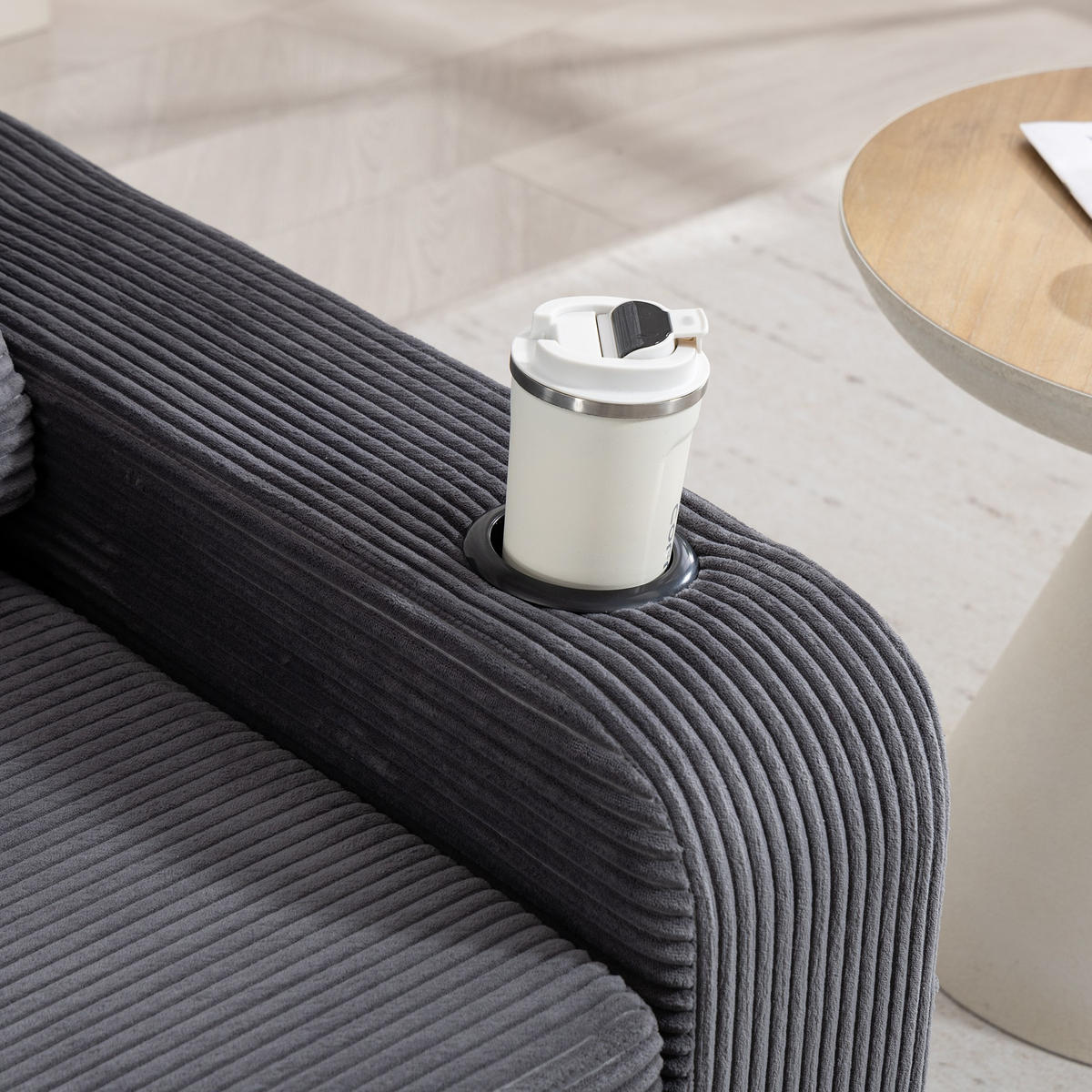 SCHLAFSOFA 2-Sitzer Sofa mit 2 Zierkissen,Lounge Sofa,Polstersofa,Cord,Grau - Grau, Textil (136/82.5/80cm) - LVHOM