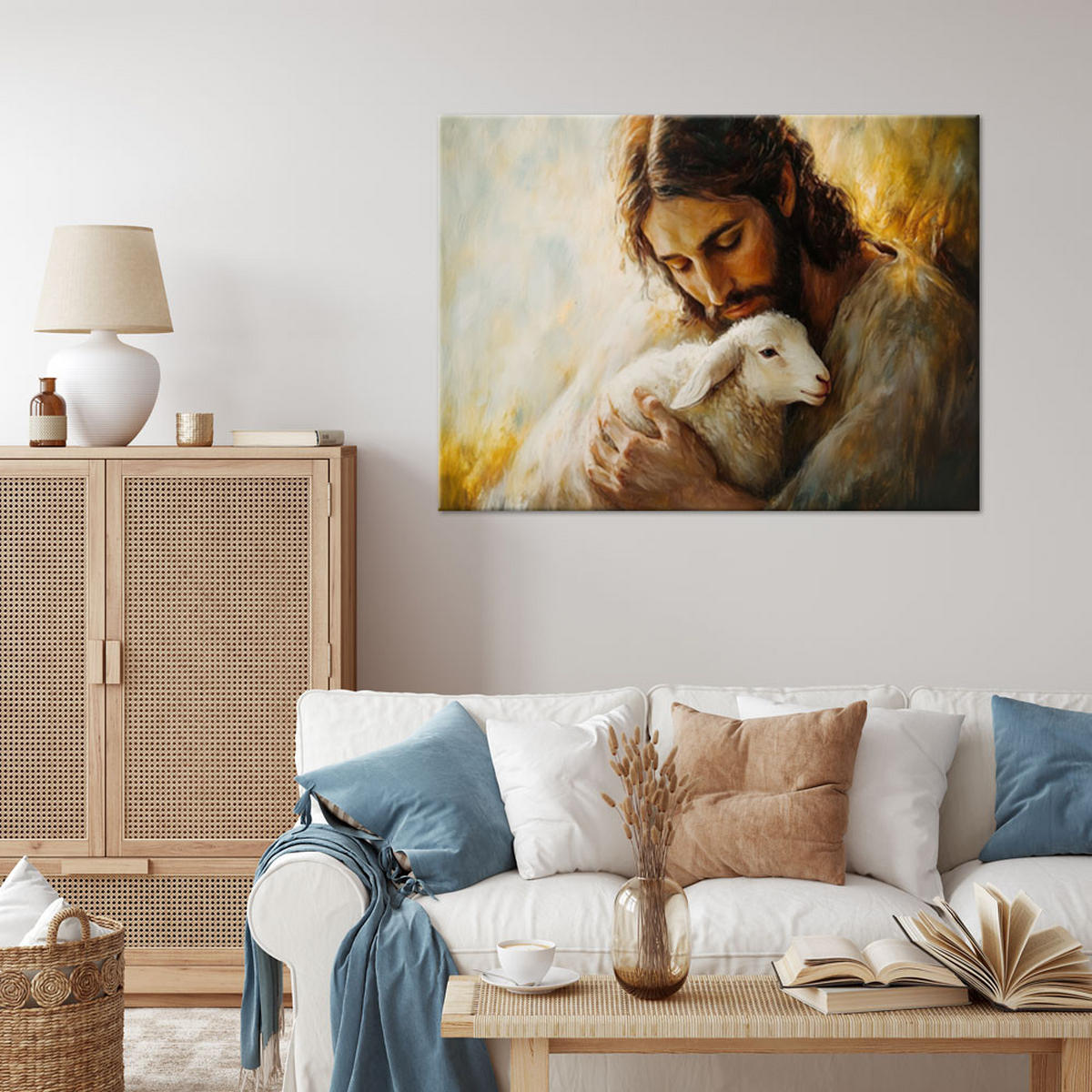 LEINWANDBILD Künstlerische und religiöse Werke 120x80cm - Beige, Textil (120/80cm) - Feeby