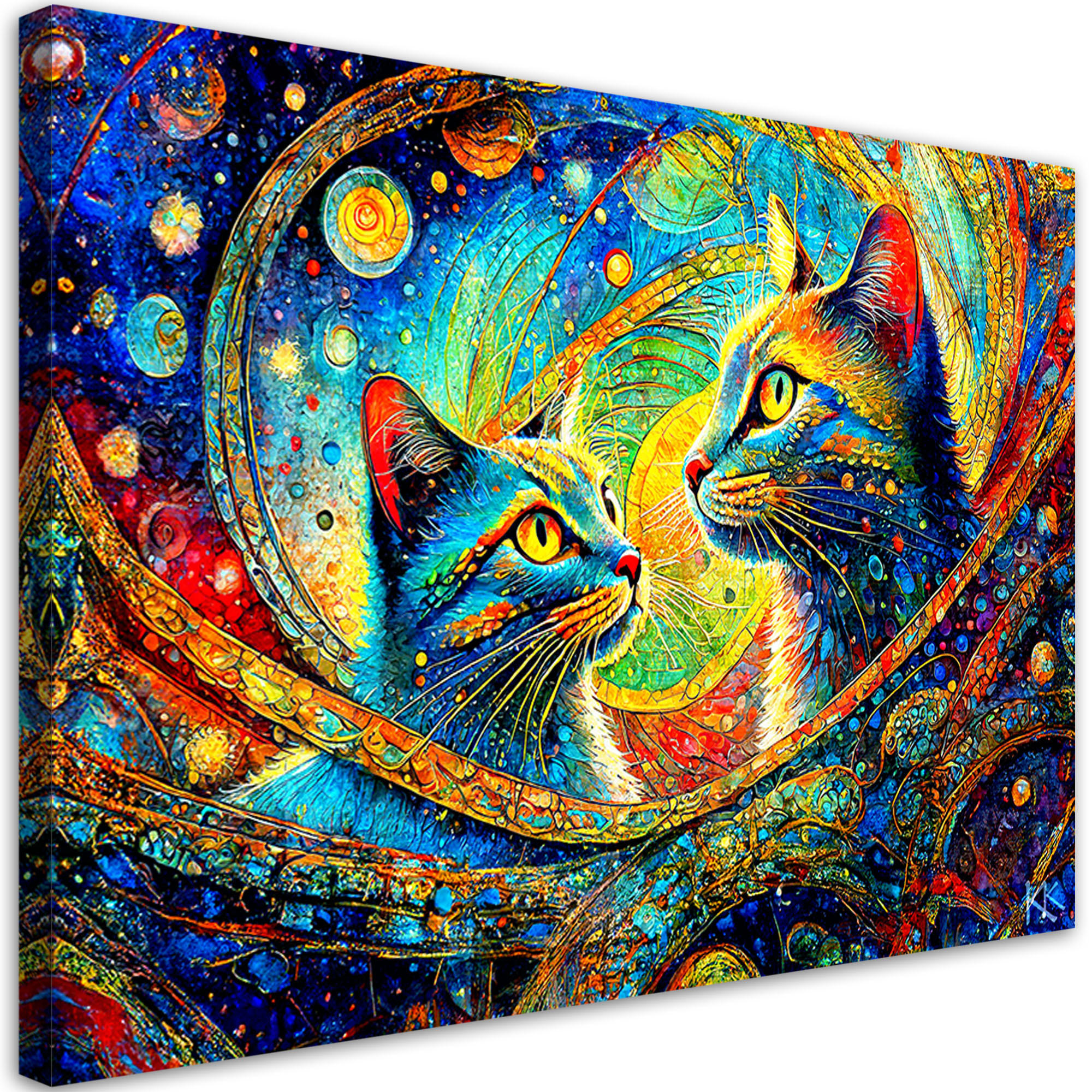 WANDBILD abstrakte katzen - Lila, Textil (60/40cm) - Feeby