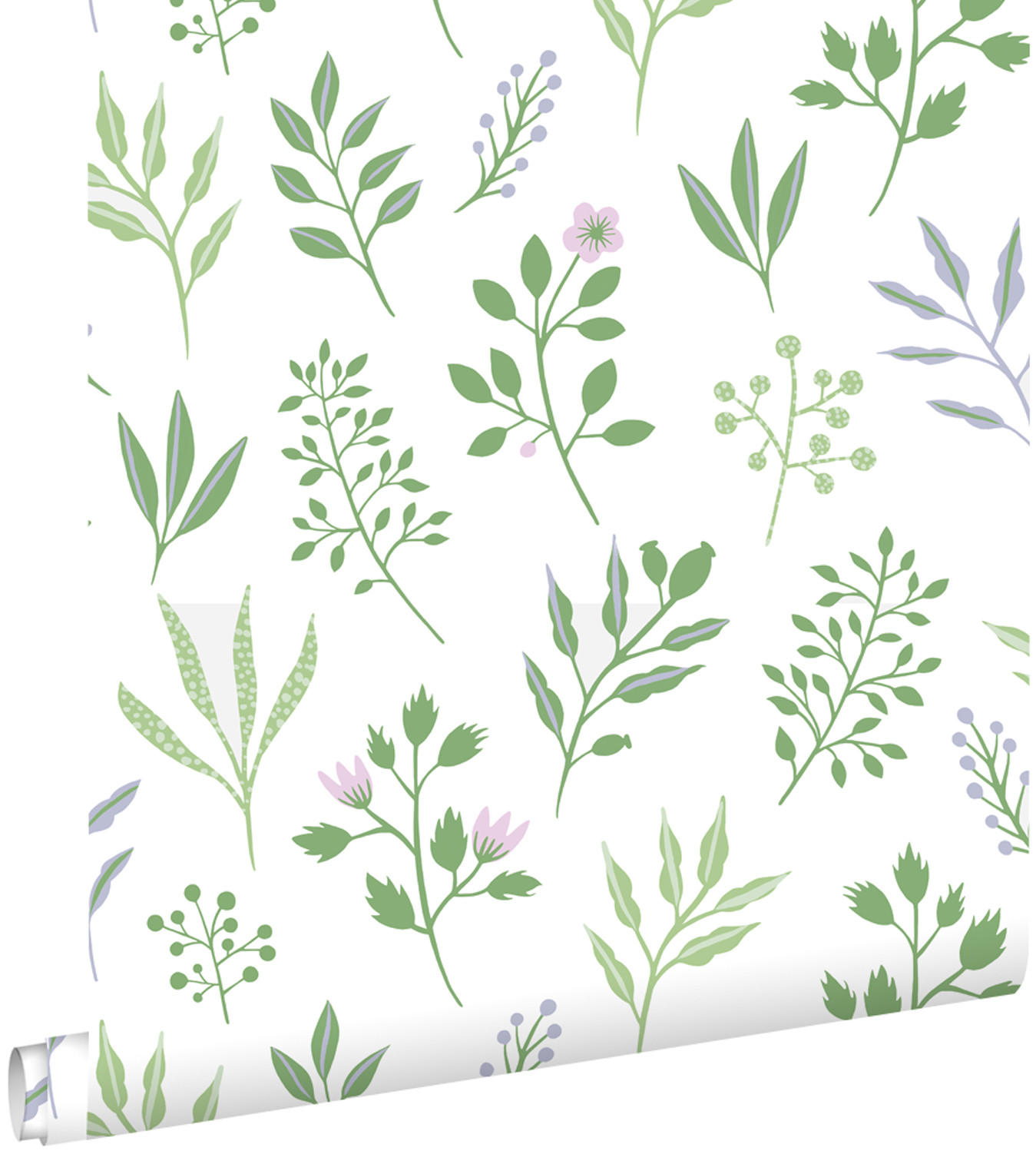 TAPETE Blumenmuster im skandinavischen Stil 50 x 900 cm - Grün, Papier (50/900cm) - ESTAhome