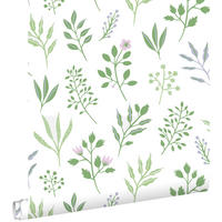 TAPETE Blumenmuster im skandinavischen Stil 50 x 900 cm - Grün, Papier (50/900cm) - ESTAhome