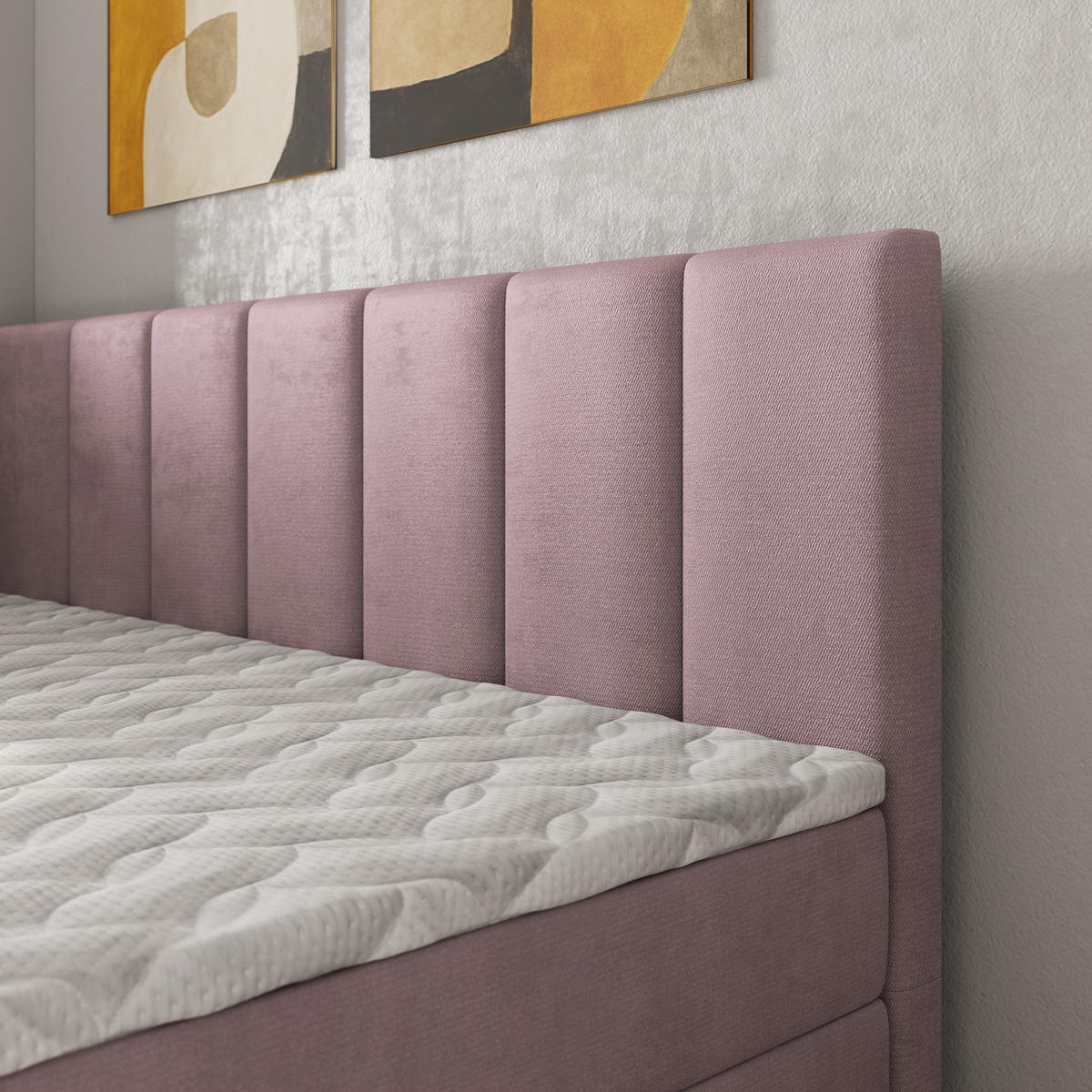 BOXBETT BEVE 80x200 cm mit Matratze und Topper, H2+H3 - Rosa - Rosa, Holz (80/200cm) - MASSENO