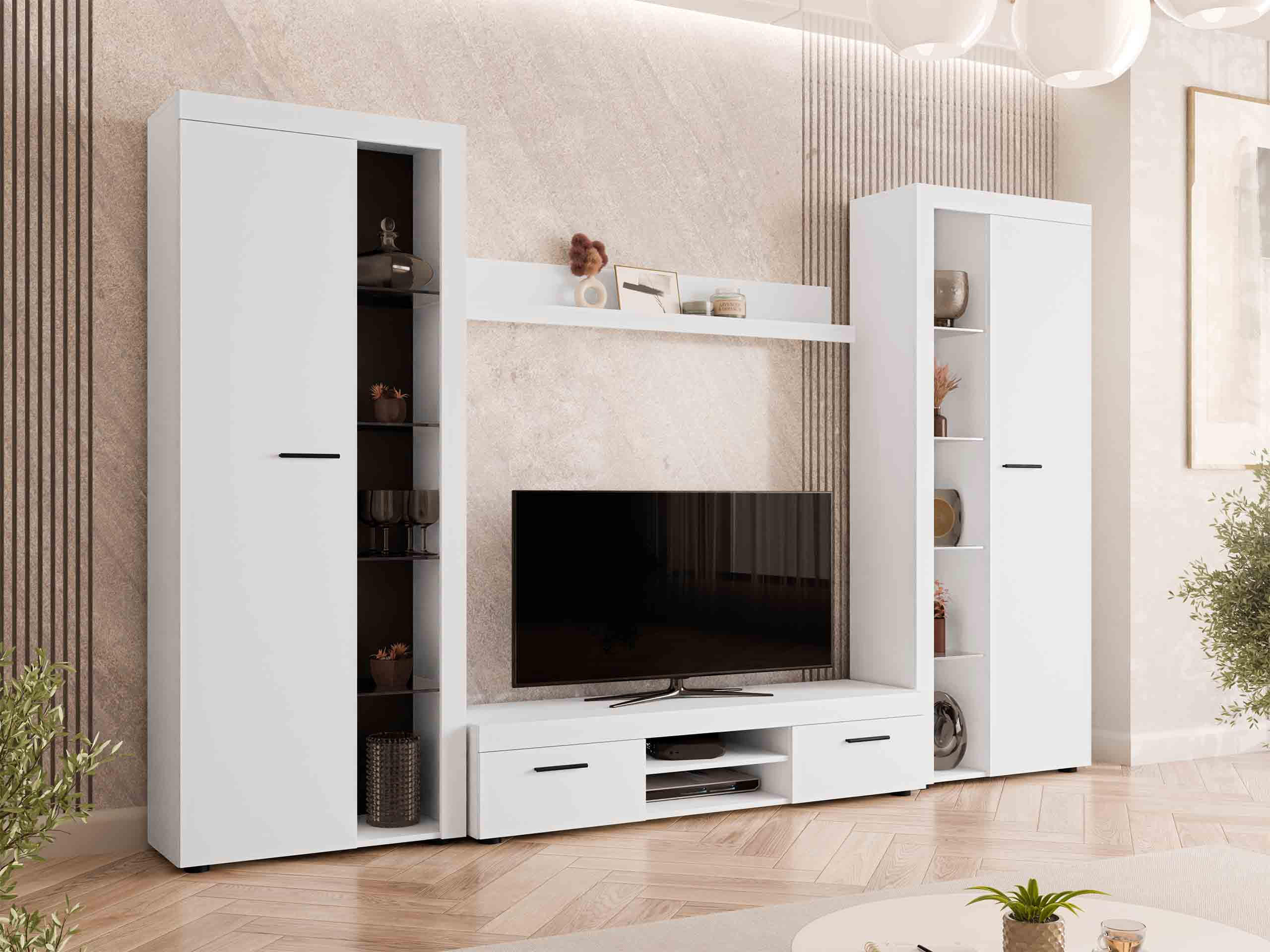 WOHNWAND Rumba XL - Weiß, Holzwerkstoff (300/190/40cm) - MIRJAN24