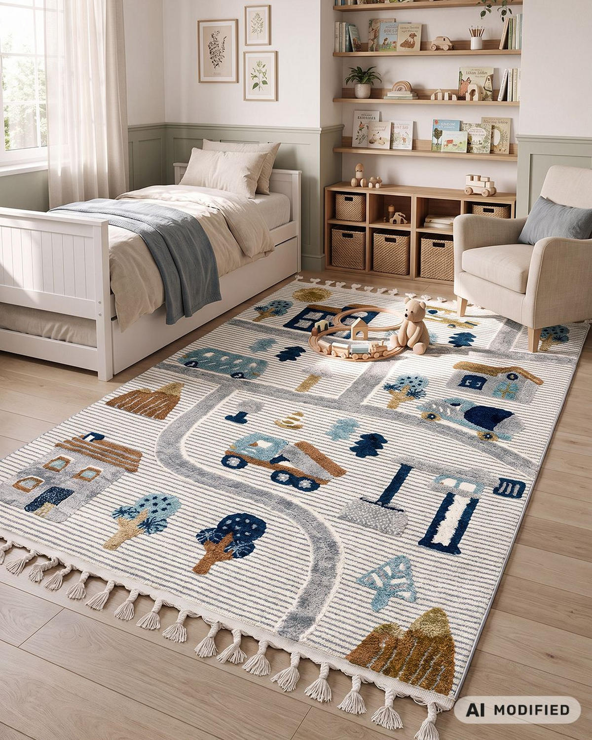 KINDERTEPPICH Buffo Lilu Mazovia 140x200cm Braun Creme Straßen Mittelflor - Braun, Textil (140/200cm) - Mazovia
