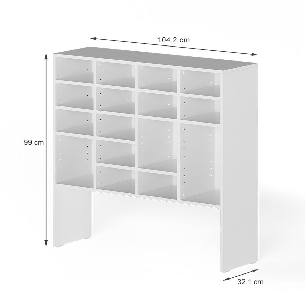 SCHUHSCHRANK Hermia, Weiß, 104.2 x 99 cm mit 16 offenen Fächern - Weiß, Holzwerkstoff (104.2/99/32.1cm) - Vicco